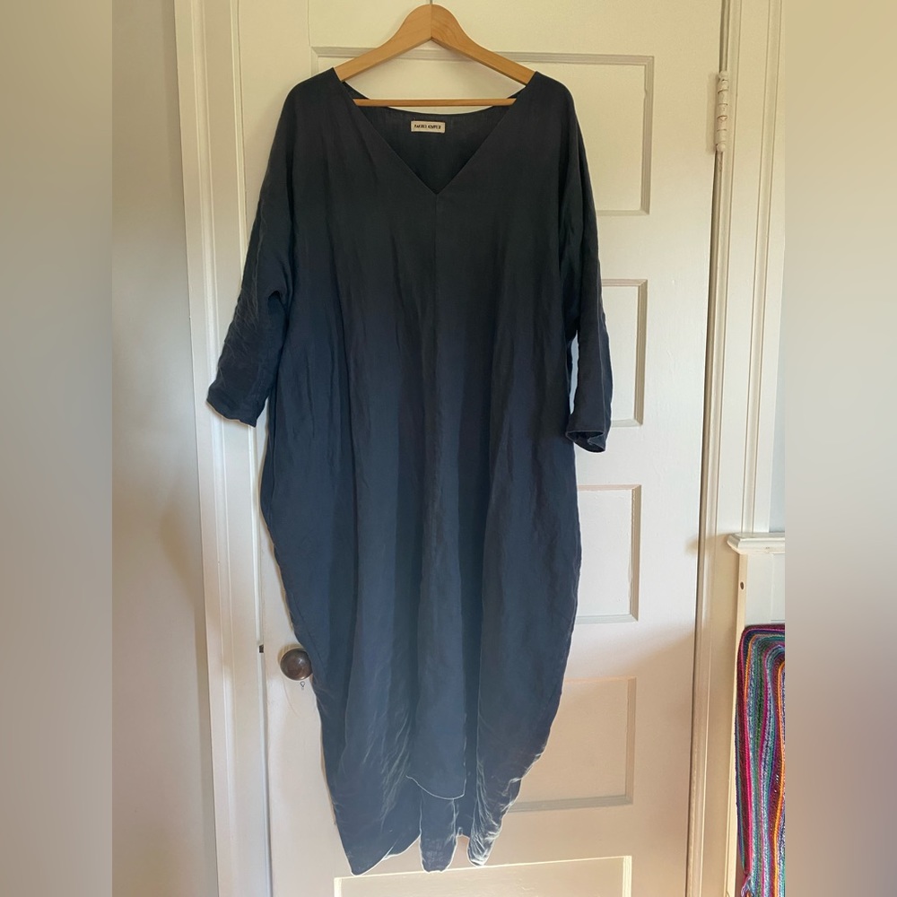 Like-new full length Rachel craven blue linen caftain.